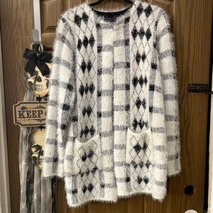 Black and White Eyelash Cardigan